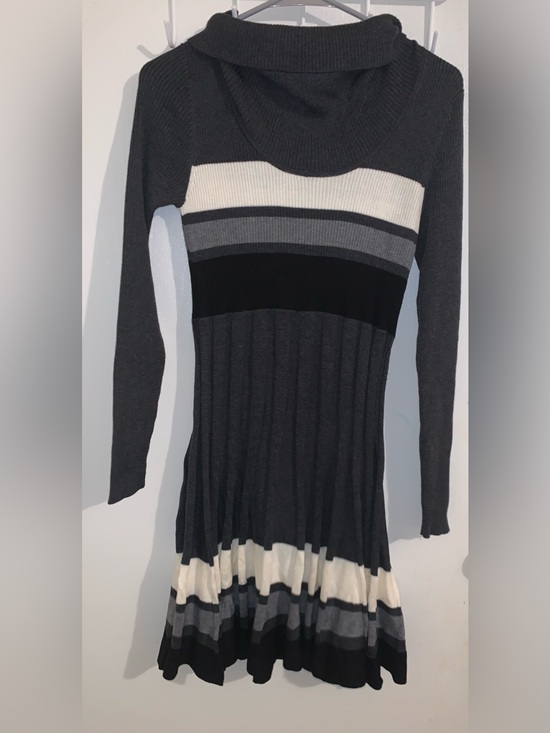 Calvin Klein Tops - Calvin Klein Women’s Black, Charcoal & Ivory Striped Ribbed Tunic size S